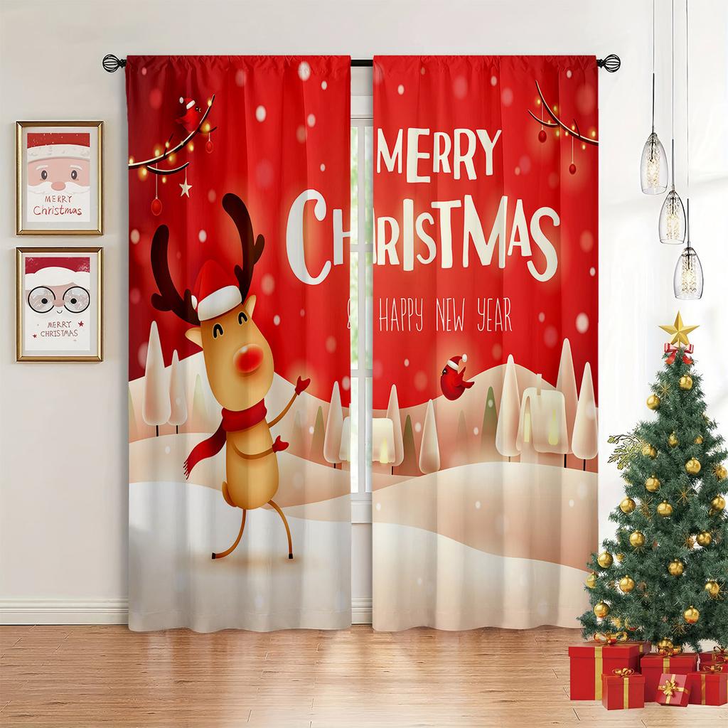 3D рождественские украшения Рождественские занавески Красные украшения Оконные занавески Солнцезащитные экраны Домашний текстиль Сад