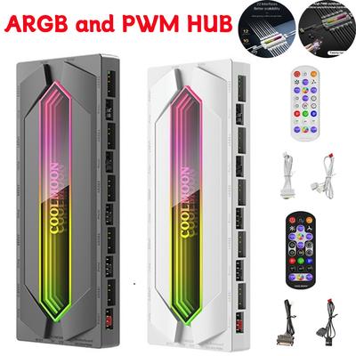 ARGB и PWM ХАБ Разветвитель для вентиляторов с пультом кабелем питания SATA Разветвитель ARGB PWM и ARGB ХАБ Разветвитель для RGB вентиляторов корпуса ПК