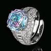 Jewelry Copper Bottom Gold-Plated Rose Cut Rose Red Light Luxury Retro Ring Heroine Stone 12Mm