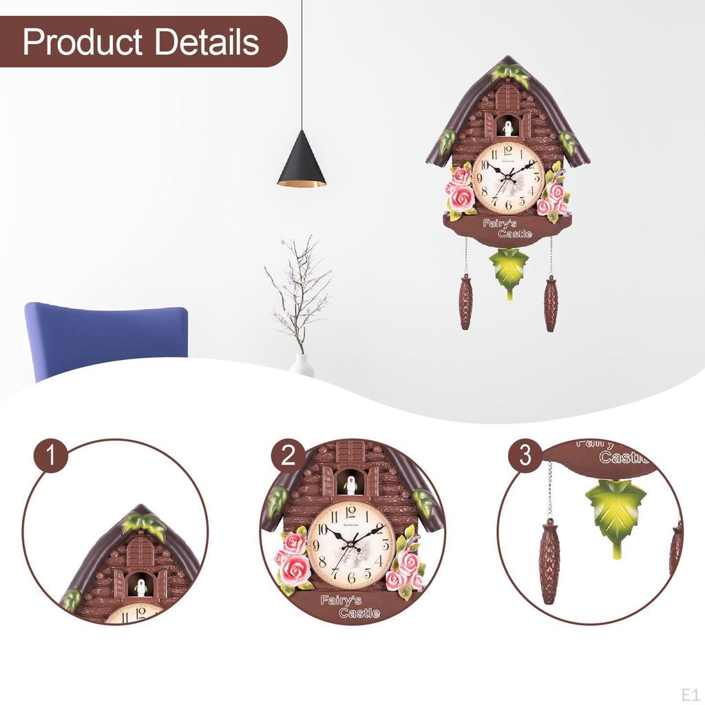 Chiming Cuckoo Clock,Arabic Numeral Display Home Gift Office Handcrafted with Pendulum,Wall Clock