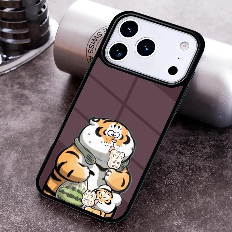 Cartoon Fat Tiger Phone Case For iPhone 17 16 15 14 13 12 11 Pro Max Plus 17Air Soft Silicone Cover