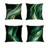 Dark Green with Gold - Line Luxury PillowcasesBedroom Living Room Sofa Home Decor Polyester Cushion Cover with Zipper
