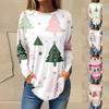 Tee Shirts For Women Fall Casual Long Sleeve Shirts Sweatshirt Retro Printing Christmas Party Top Pullover