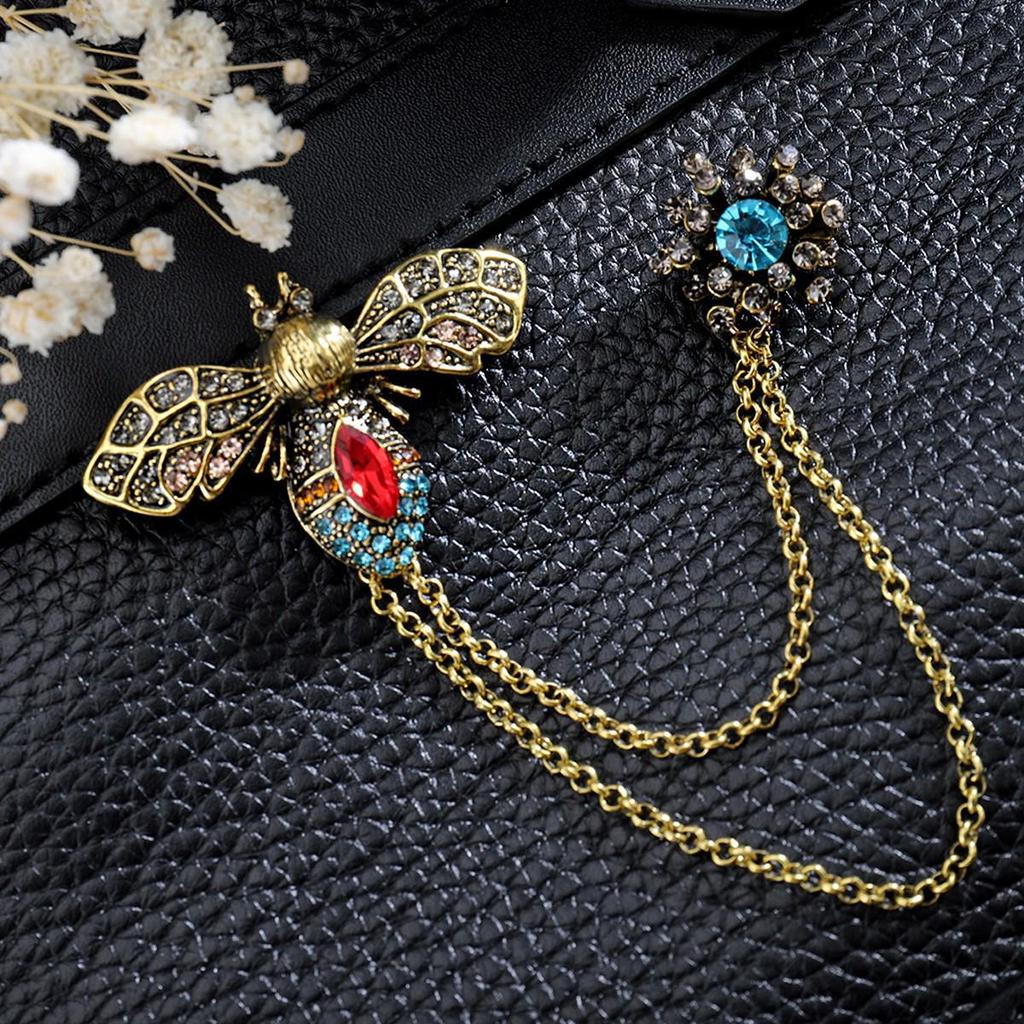 Baroque Rhinestone Pearl Corsage Necklace Brooch - Retro British Court Suit Accessory