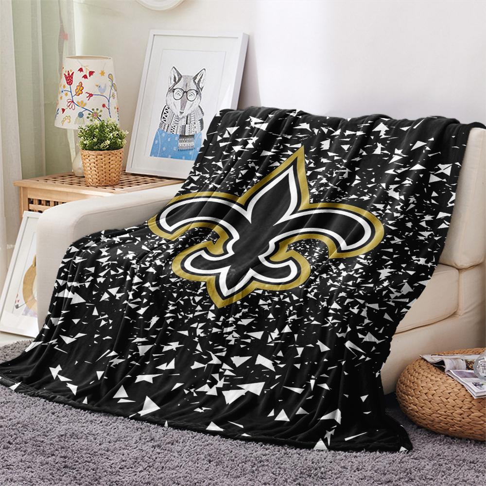 New Orleans Saints Print Flannel Blanket, High quality Comfortable for All Seasons, Home Decor, Warmth and Comfort, Perfect for Christmas Gifts