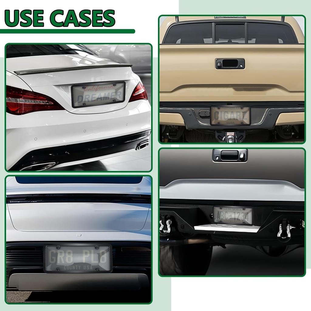 2 Pcs Clear License Plate Covers and Frames,Transparent License Plate Holders with Screws & Caps,Rust-Proof Auto Licenses Plates Protector Shields