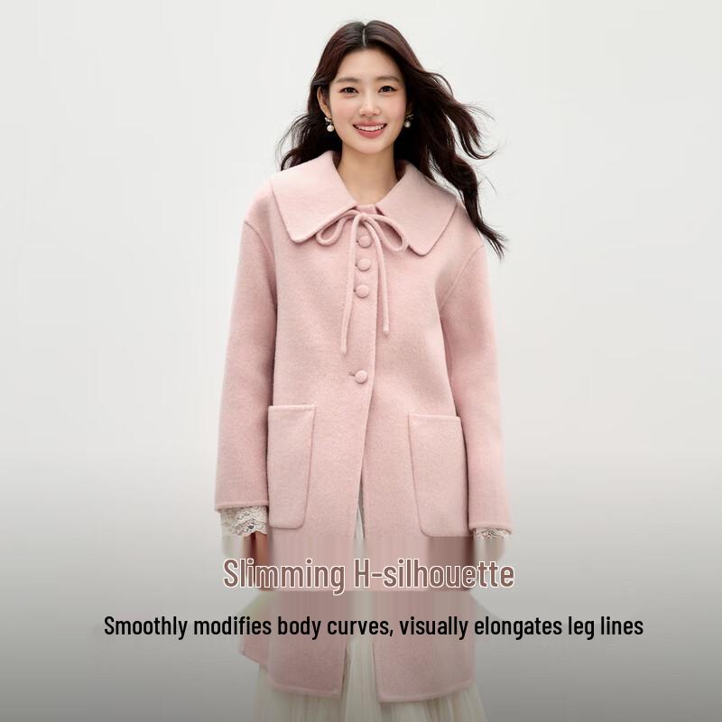 Qiu Shui Yi Ren Women's Classic Lapel Mid-Length Wool Coat