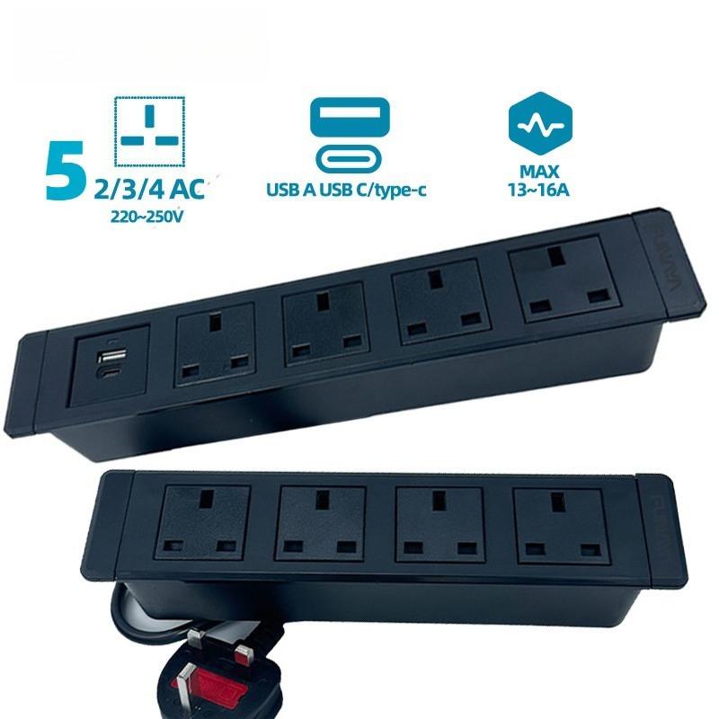 2 3 4 5 розеток Встраиваемая настольная встраиваемая розетка с USB-A Type-c Скрытые розетки для мебели Шкафа