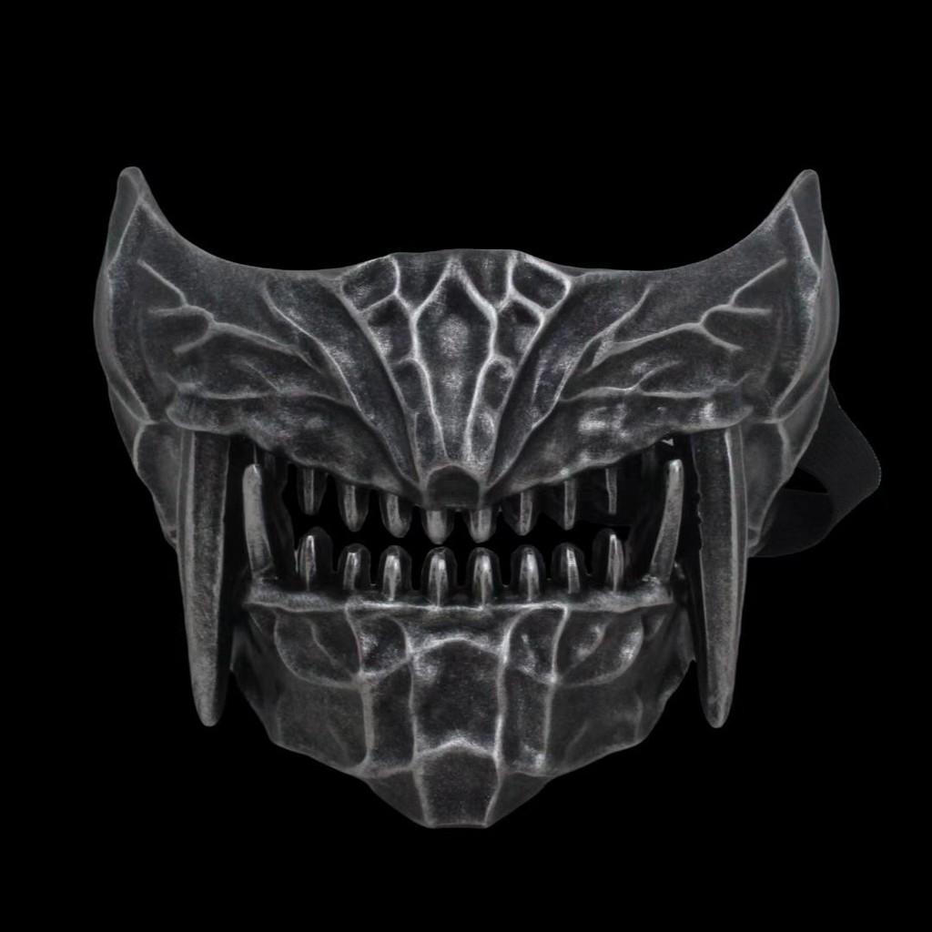 Party Resin Prajna Mask With Long Tooth Design For Halloween And Holiday Events