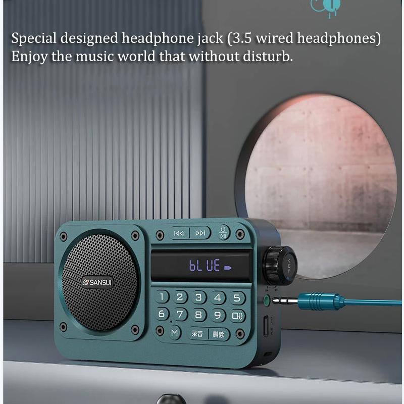 Портативный FM-радио, мини-FM-радиоприемник, уличный Bluetooth-динамик, TF-карта, USB-наушники, MP3-плеер, рекордер 70-108 МГц