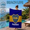 Custom Name Beach Towel Juniors FC Emblem Microfiber Beach Towel, Lightweight for Summer Travel, Swimming Pool Fan Birthday Gift