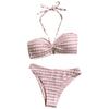 Полосатый купальник бикини: Сексуальная женская пляжная одежда для отпуска