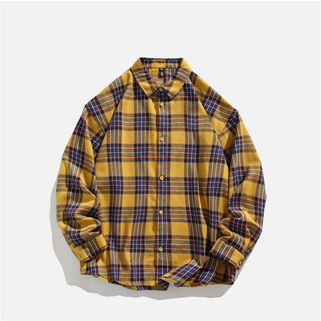 Весна и осень, новая мужская повседневная шерстяная клетчатая рубашка с длинными рукавами, свободная рубашка для пары