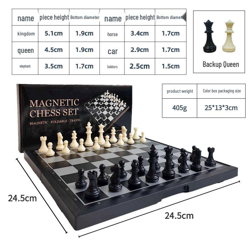 Folding Magnetic Chess Set with Storage 