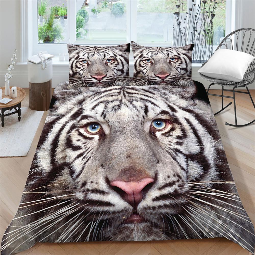 3D Tiger Printing Duvet Cover Set Luxury Bedding Cover Suit Children Teens Single Size Microfiber Comforter Cover Suit