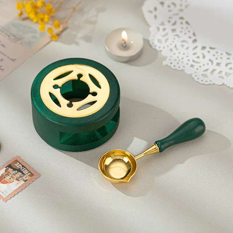 1 комплект Печь для лакировки с ложкой, выдолбленной из круглого листового металла, дерева для штамповки, инструмента для плавления лака и воска