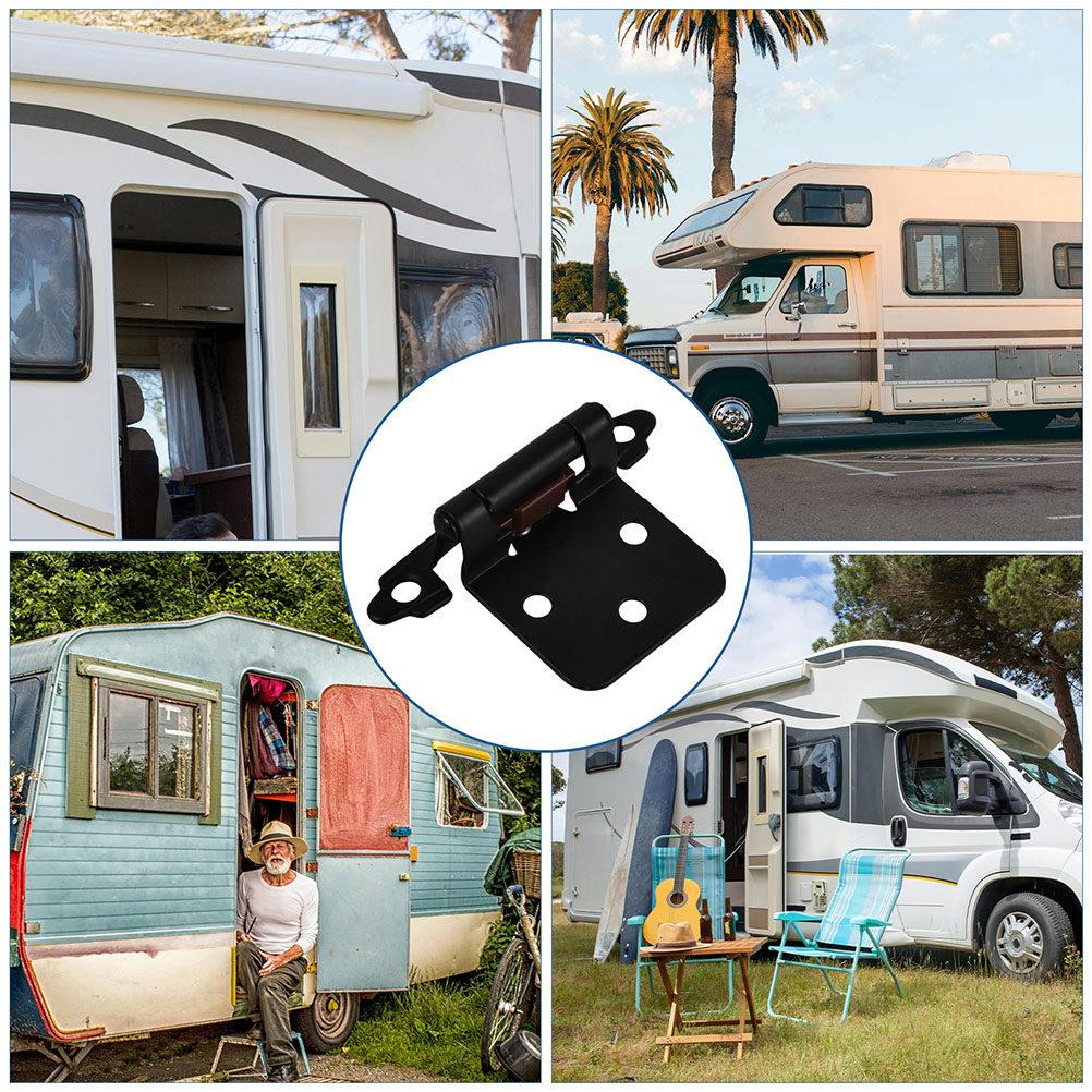 5pcs self-closing Spring Hinges For RV Cabinets semi-concealed Cover Plate Auto Close Hinge For RV Cabinets Camper Doors Closer