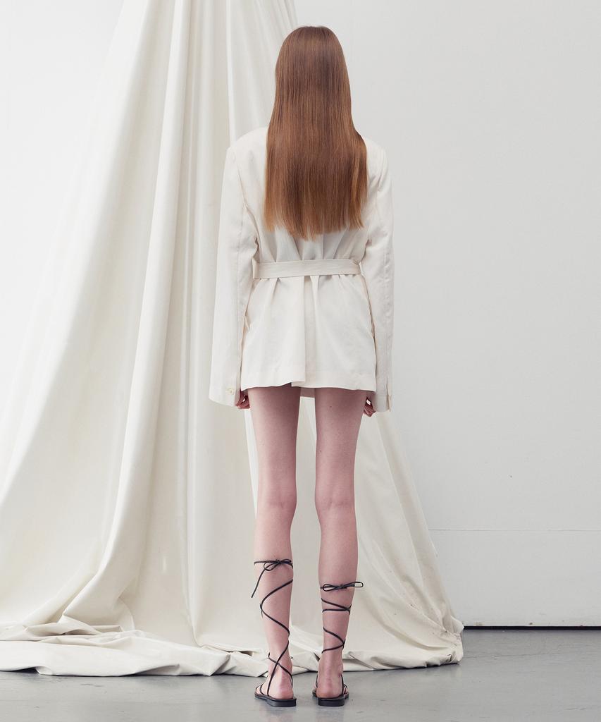 Re Rhee D-Ring Belted Jacket Ivory