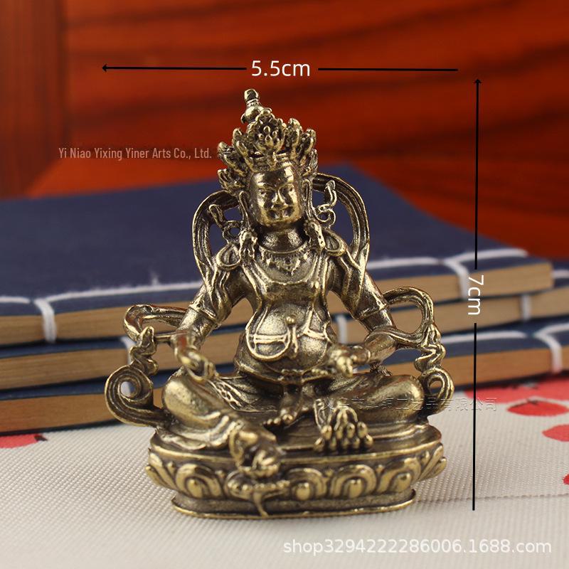 Golden Brass God of Wealth Buddha Statue for Home and Office Decor - Perfect Gift for Housewarming and Blessings.