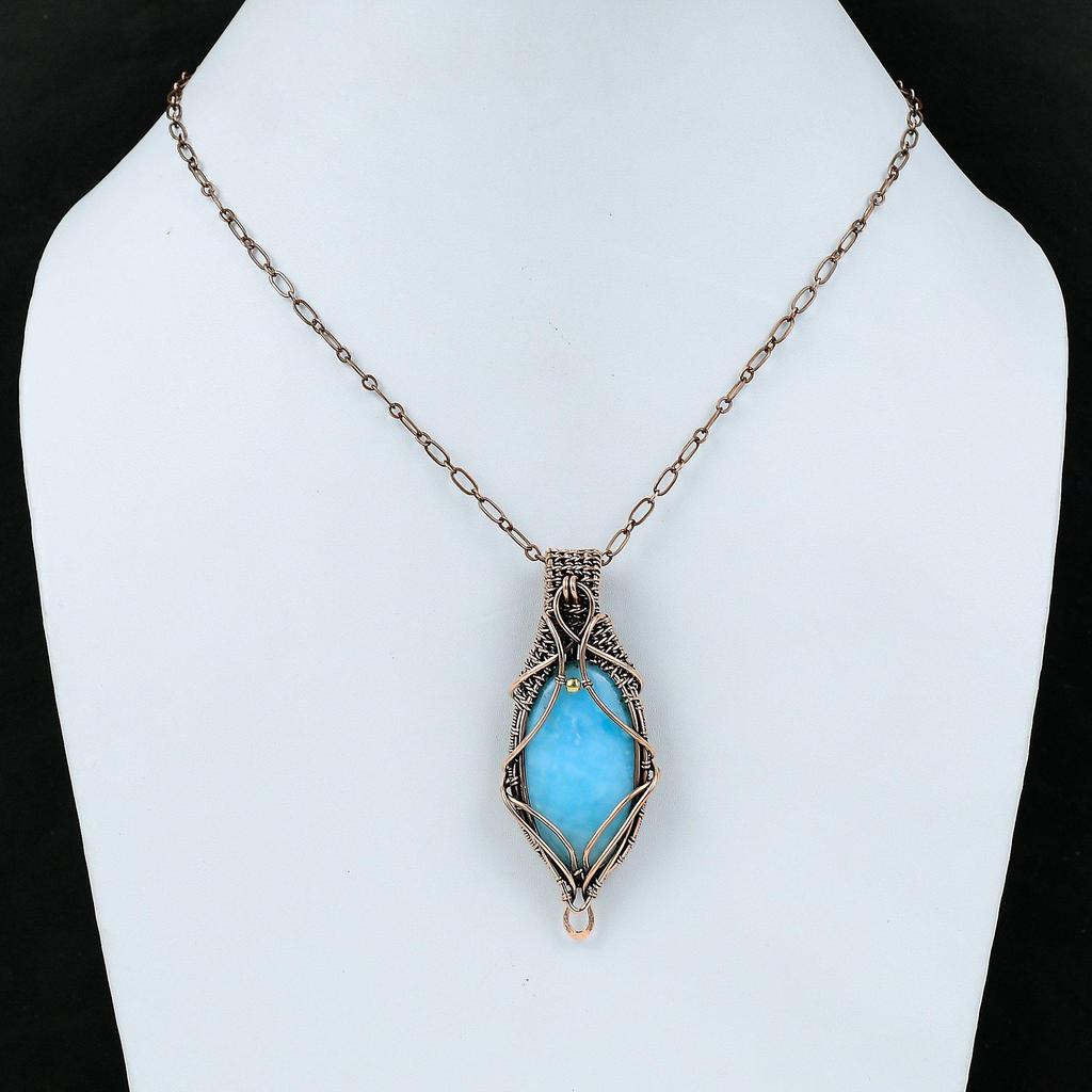 Hemimorphite Pendant Copper Wire Wrapped Gemstone Pendant Wire Wrap Jewelry Pendant For Women Handmade Pendant Copper Jewelry Gift For Him