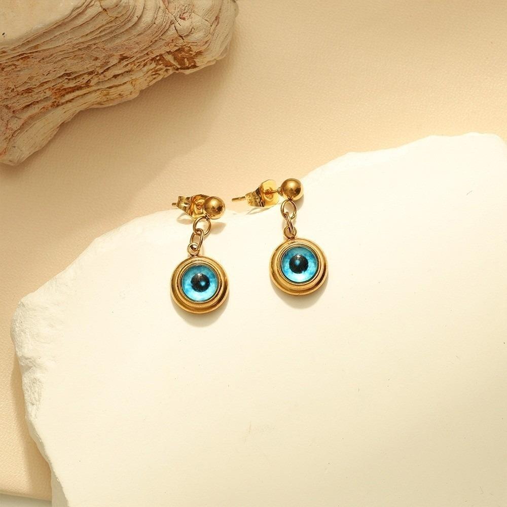 Waterproof Eye Necklace Titanium Demon Eye Earrings Blue Eyes Choker Chain Lucky Jewelry