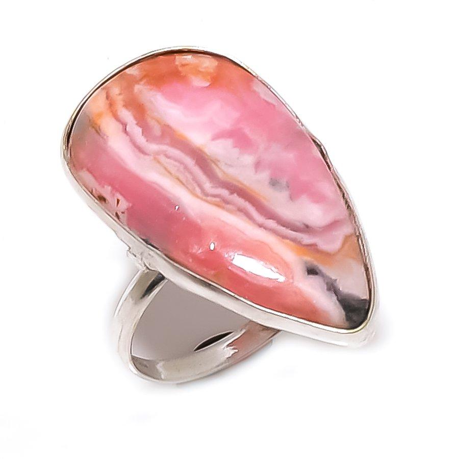 Natural Rhodochrosite Gemstone 925 Sterling Silver Jewelry Ring Size 7 N3S00