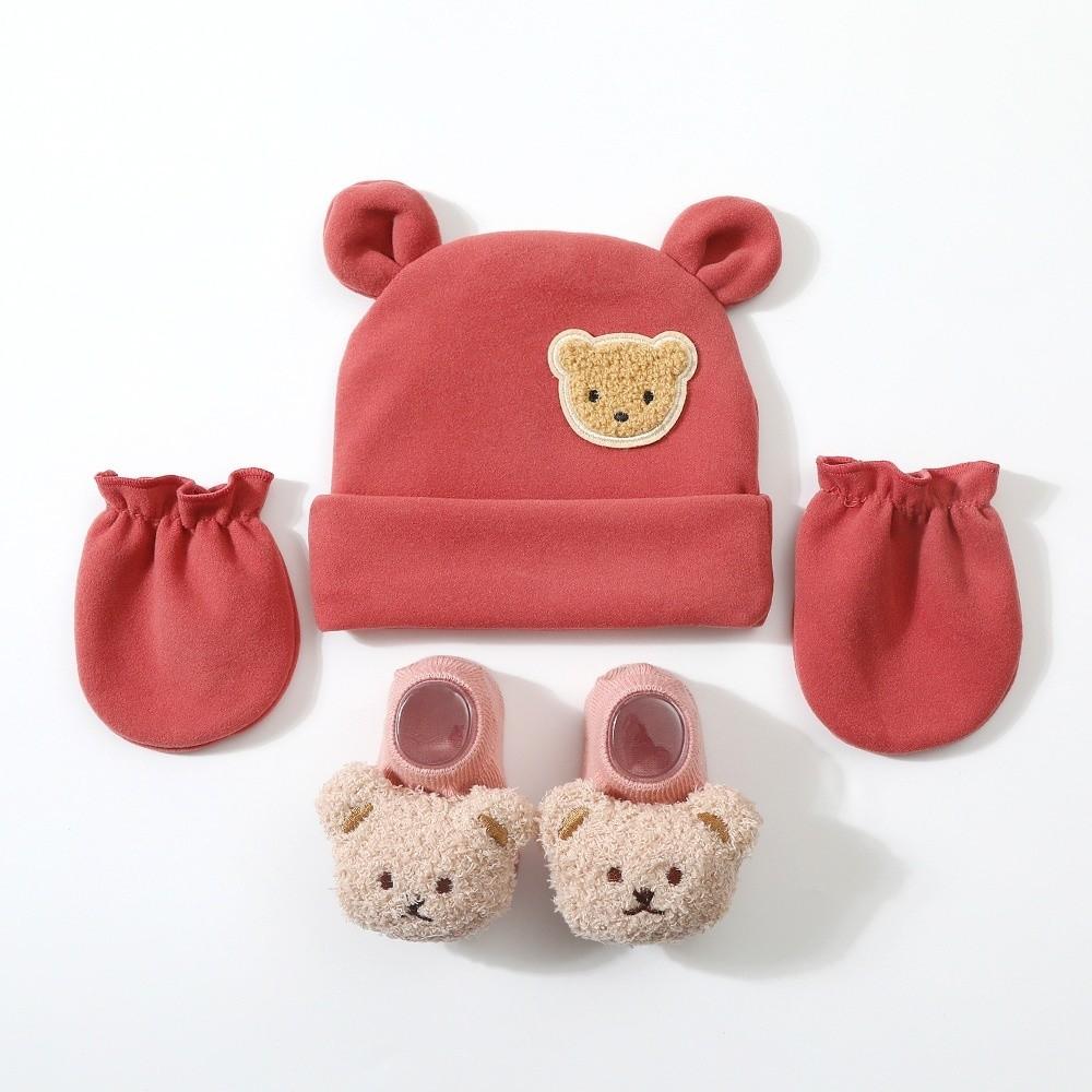 Warm Baby Hat Gloves Socks Set Breathable Infant Mittens Soft Newborn Hat Unisex