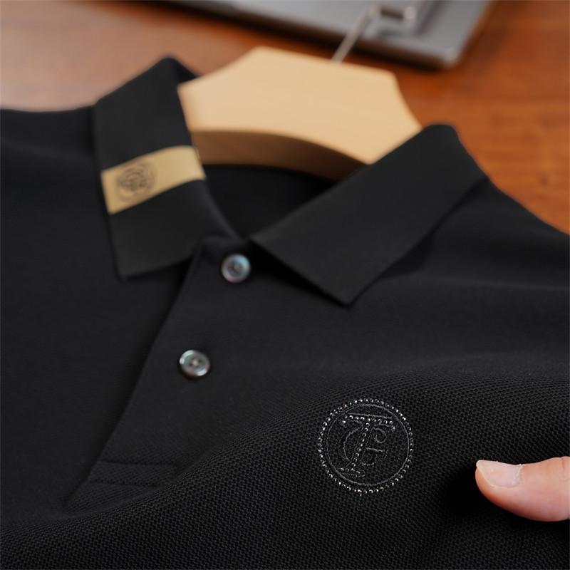 Autumn Long-Sleeved Polo Shirt Men's Cotton Lapel Business Fashion and Leisure Middle-Aged Suit T-shirt