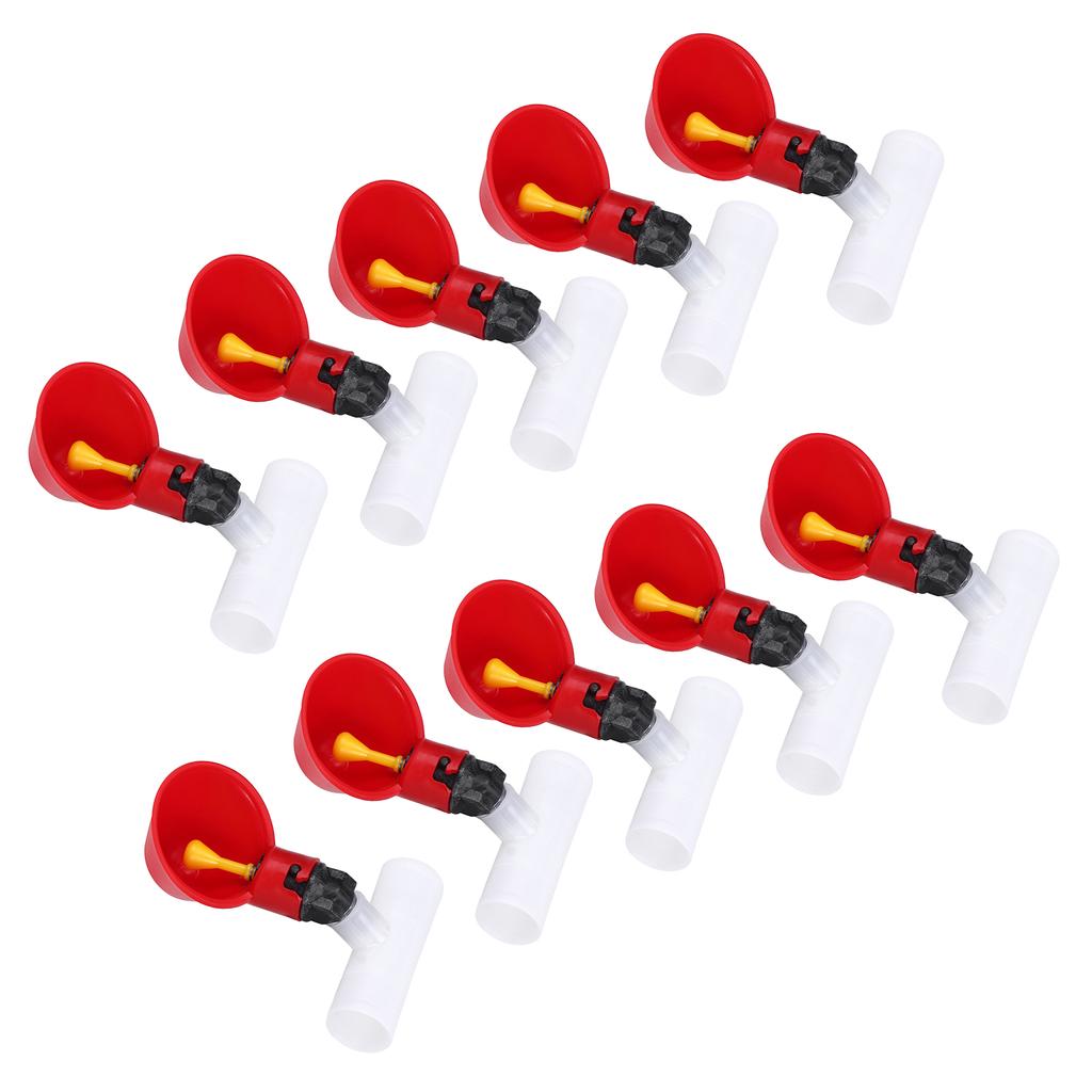 10 шт. автоматических чашек для поения кур, поилка для кур, тройник 1/2 дюйма, инструменты для кормления кур, красный