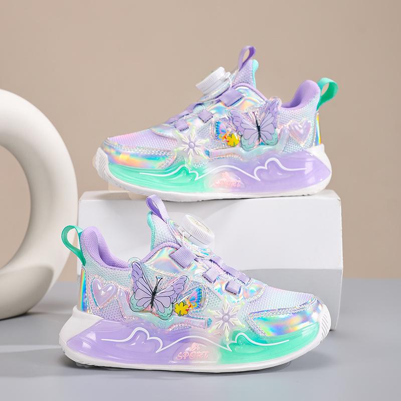 Girls shoes 2025 spring and autumn new breathable mesh leather lightweight girls running casual sneakers