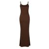 Spring Summer New Fashion Solid Color Round Neck Long Sleeve Slim Long Dress Suspender Dress Two In One Corset Bodysuit Dress