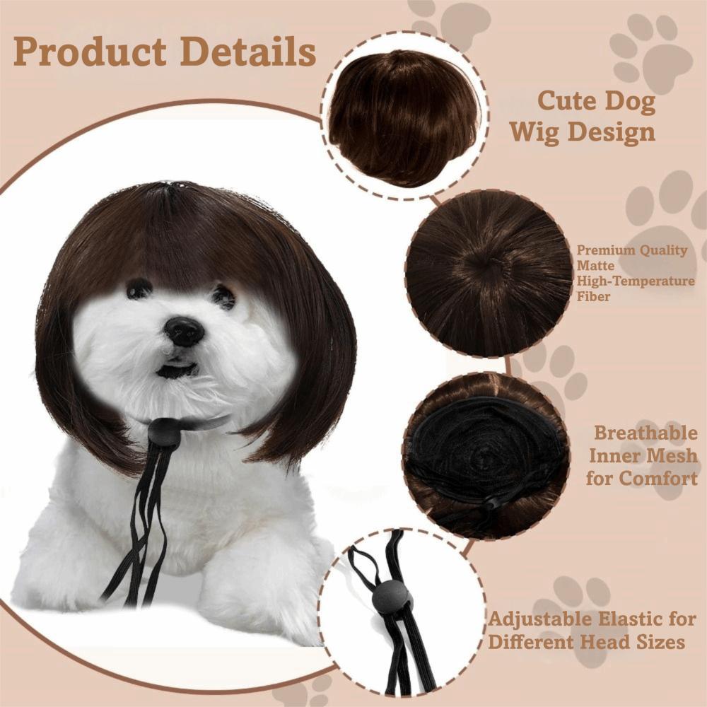 Bangs Style Cat Wig Fluffy Texture Dog Wig Funny Pet Headwear Cosplay Wig Costume Party