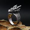 Vintage Nordic Dragon Head Ring Stainless Steel Viking Amulet Rings For Men Fashion Punk Animal Jewelry Gift Dropshipping