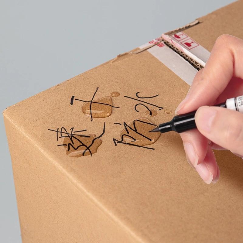6/12Pc box High Quality Waterproof Permanent Marker Pen Dual Tip 0.5/1.0MM Quick Dry Art Marker Student School Office Stationery