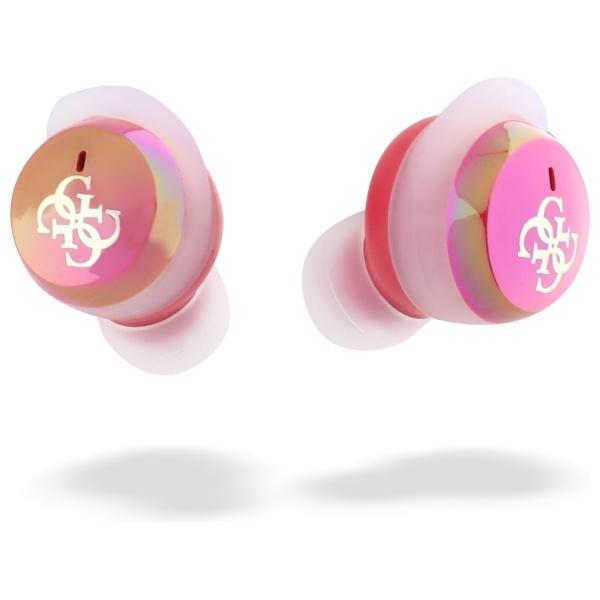 Guess Bluetooth Headphones GUTWSJ144ESF TWS + Docking Station Fuchsia/Fuschia Iridescent 4G Printed Logo