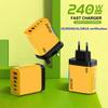 240 Вт 5-портовый GaN Адаптер Быстрой Зарядки USB C PD QC3.0 Портативный для Международных Путешествий Зарядка Нескольких Электронных Устройств