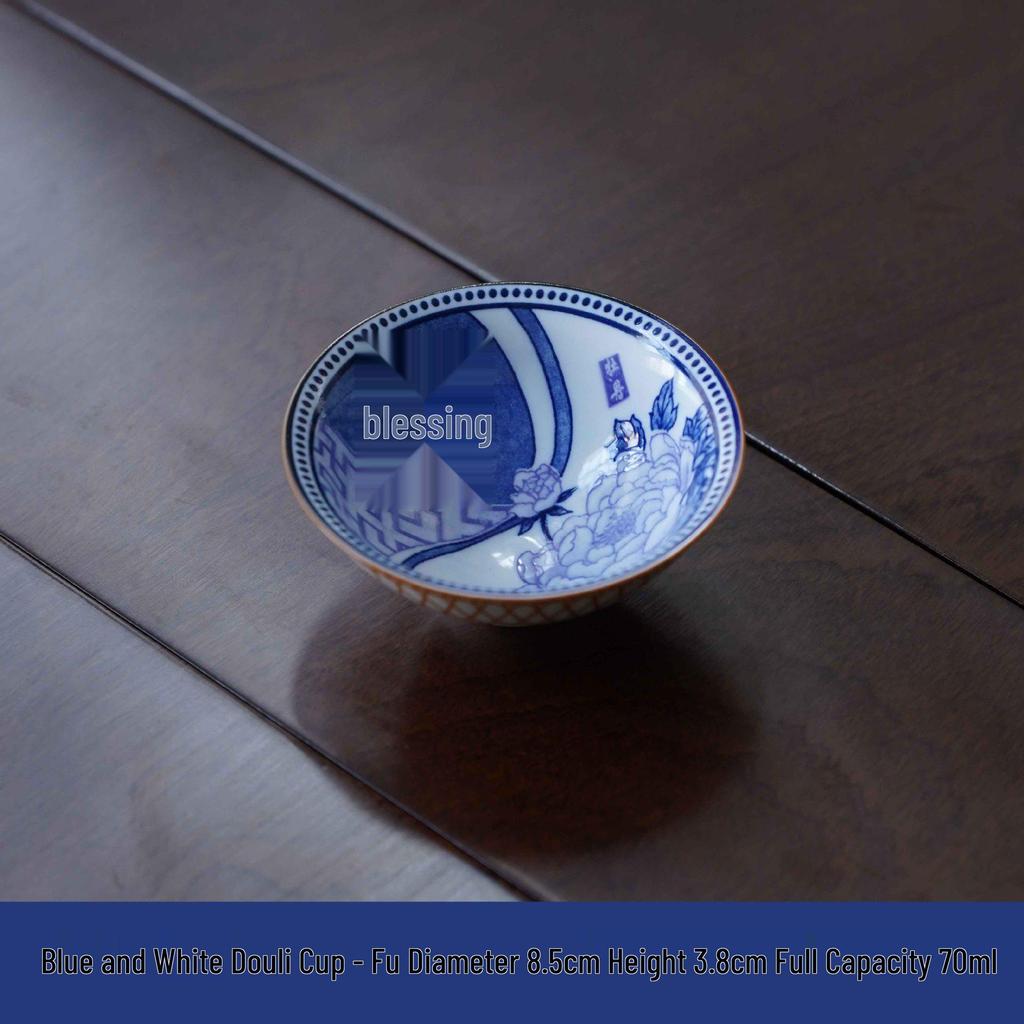 Двухцветная сине-белая фарфоровая чашка доули - Керамическая чашка мастера кунг-фу, Японская дегустационная чаша, Одинарная чайная чашка.