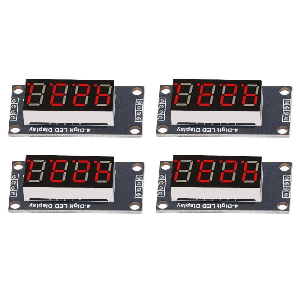 4 Set 0.36 Inch Digital Tube Display Module 4 Digit 7 Segment with Pin Header LED Segment Display TM1637 Drive Chip