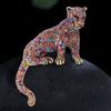 Fashion Retro Full Diamond Heavy Industry Leopard Brooch Exaggerated Domineering Big Leopard Animal Corsage Clothing Accessories