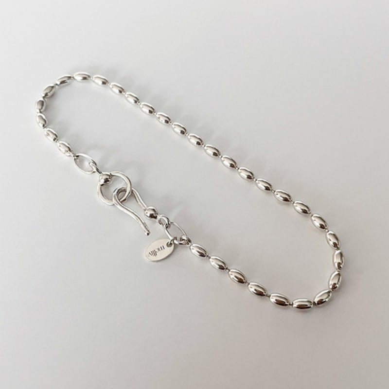 Melliv Silver Fish Hook Eggball Chain Bracelet_mvb02