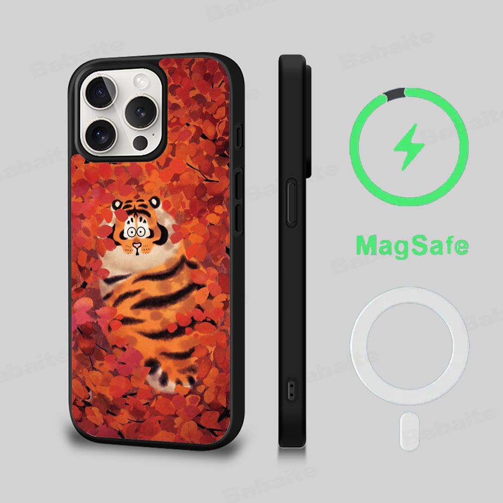 Funny Fat Tiger Phone Case Magnetic Case For IPhone 16 14 13 12 11 15 Pro Max Plus For Magsafe Wireless Charge Cover