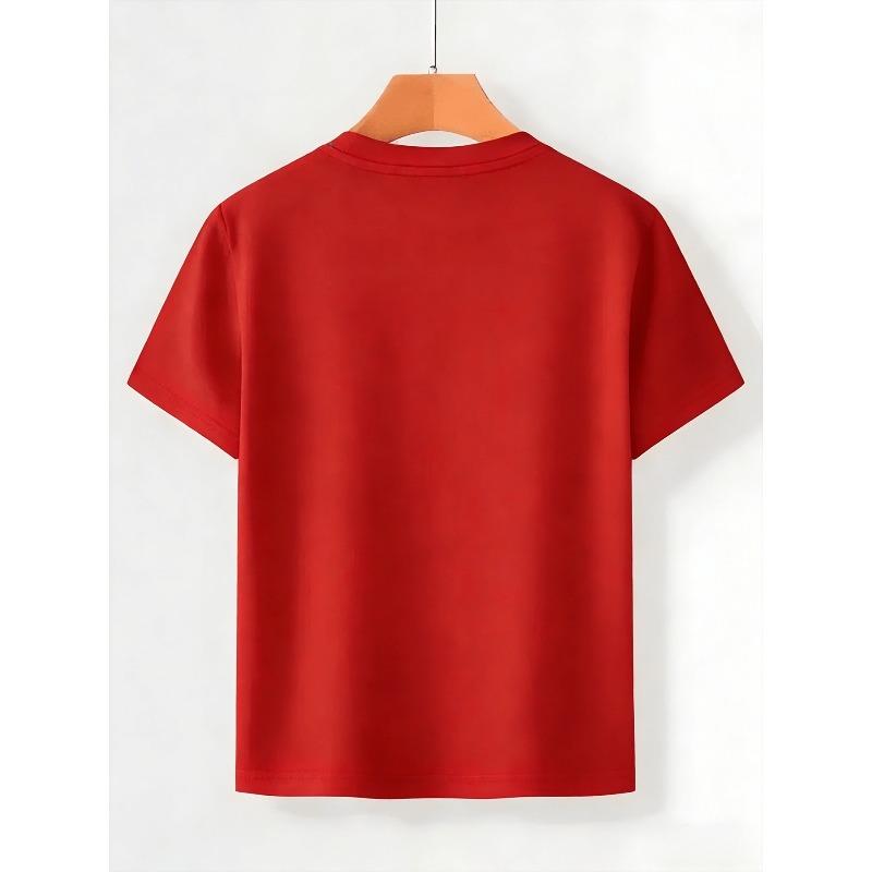 Kids Crewneck Short Sleeve T-Shirt, Fun Fishing & Cross Print Comfort Casual Tee