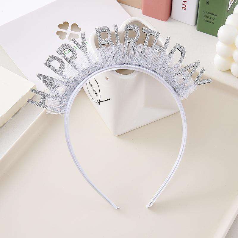 Large Korean-style Birthday Hat Glitter Happy Birthday Hair Band DIY Party Headwear Children Waterproof Plastic Indoor