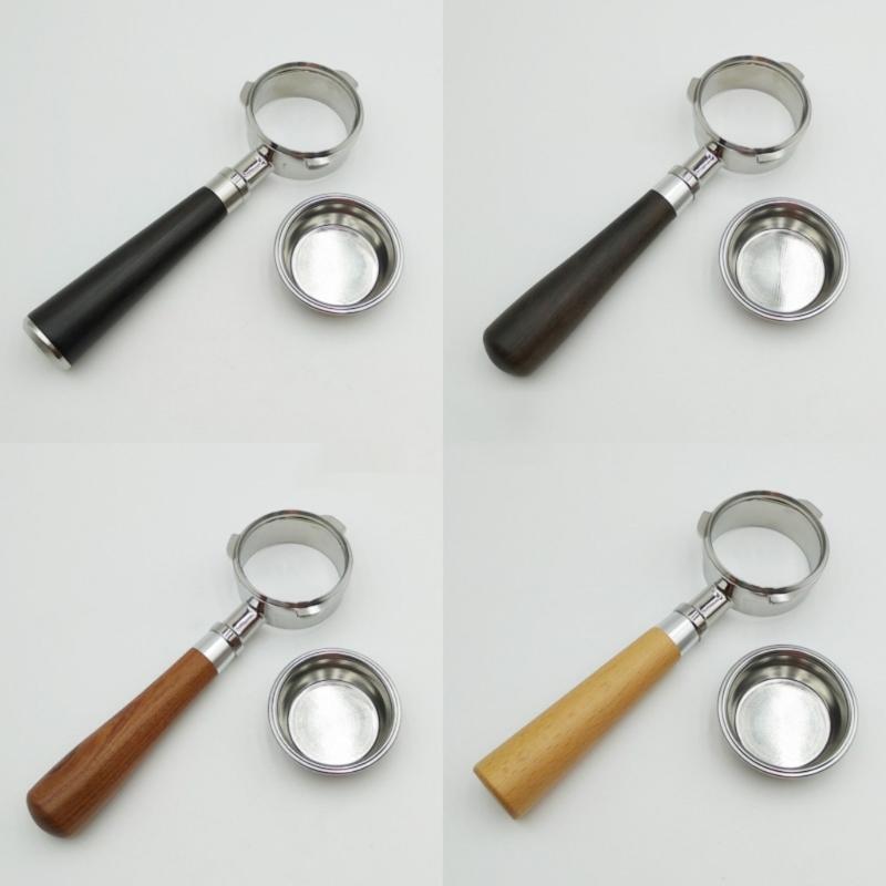 Трёхушковый 58 мм бездонный портафильтр ручка из массива дерева для эспрессо-машин аксессуары коммерческое кофейное оборудование