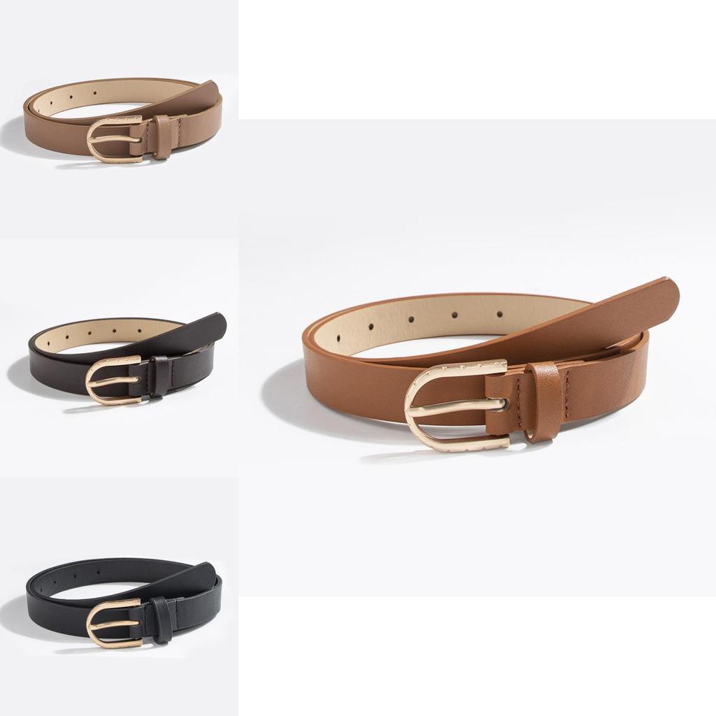 Minimalist Womens Faux Leather Belt With Oval Buckle For Office Use