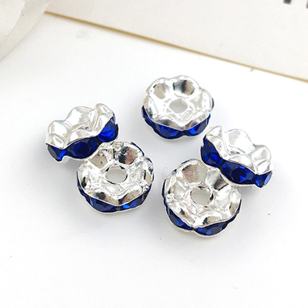 Colorful Alloy Diamond-Inlaid Circle Spacer Beads 6mm/8mm for DIY Jewelry & Bracelets