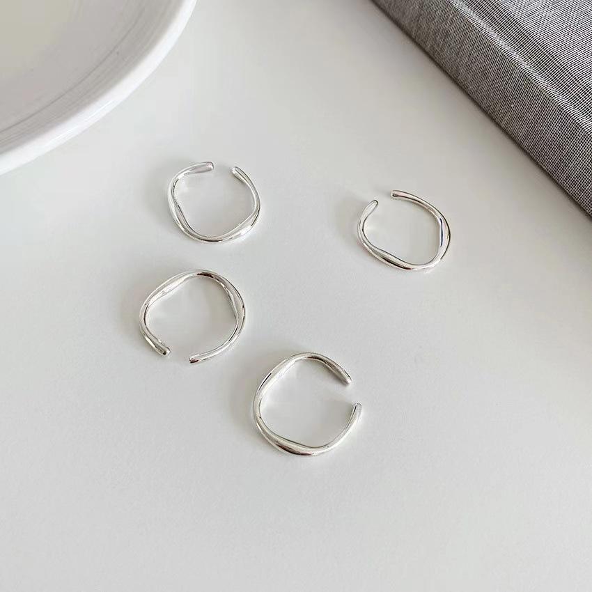 Shunyuan S925 Sterling Silver Möbius Women's Open Index Ring - Minimalist, Irregular Plain Band