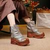 Women's Platform Shoes Genuine Leather Thick Soled Comfortable Versatile Retro Wedges Short Boots