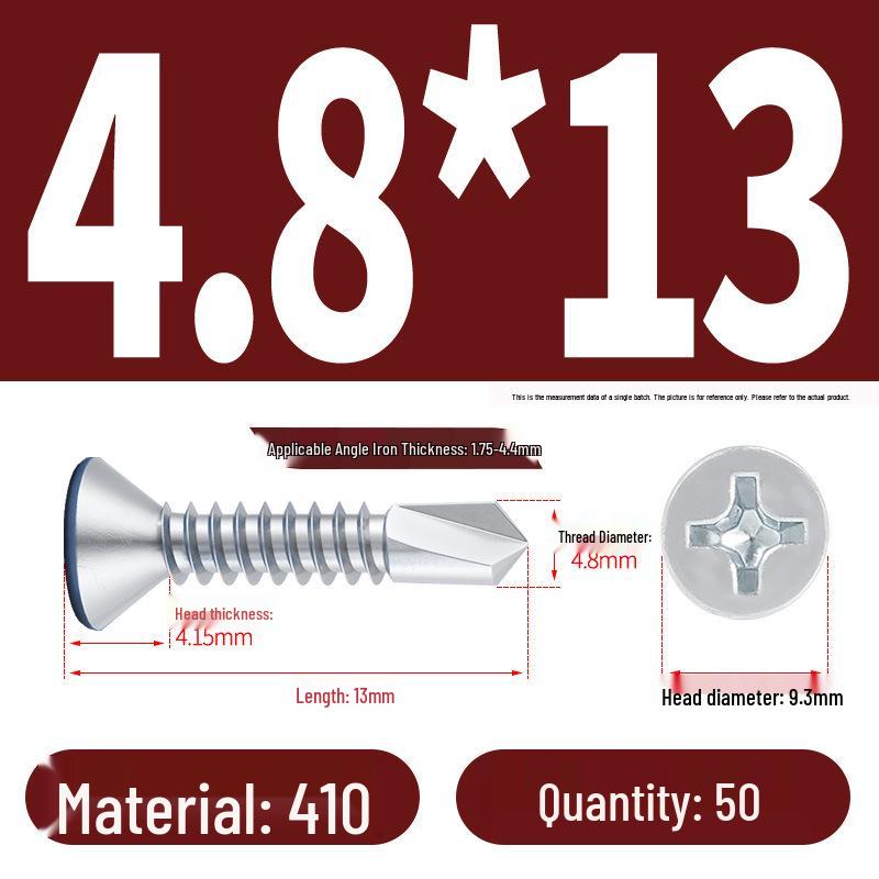 Винты с плоской головкой, из нержавеющей стали, с синим цинковым покрытием, самосверлящие и самонарезающие M3.9-M5.5
