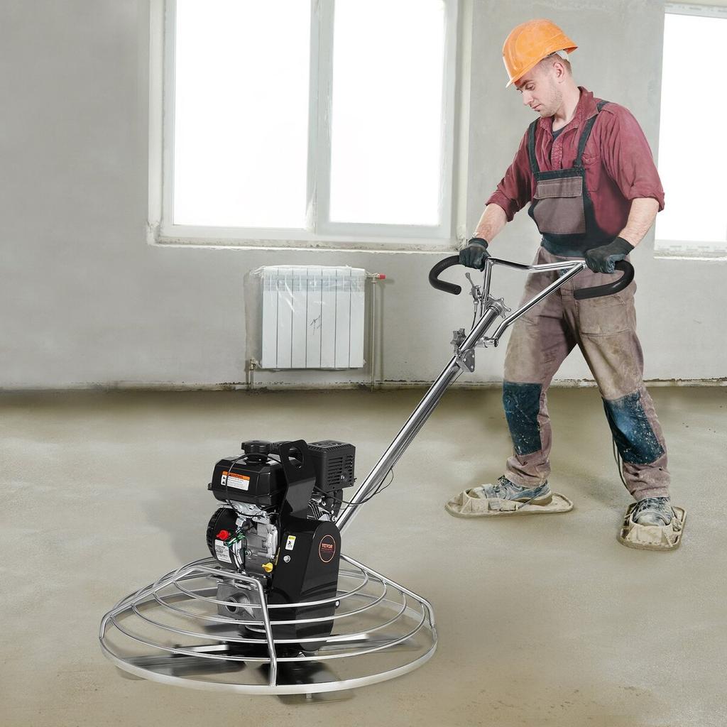 Power Walk-Behind Cement Trowel 38” 6HP Gas-Powered with Float Pan Blade